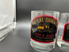 Funeral Director , John B. Brown, ROCKS (4) Glasses by Houze Glass Co RARE!
