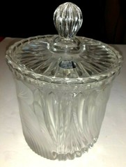 Vintage Action 24% Lead Frost Crystal Glass Biscuit Barrel Paradise W. Germany