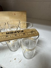 VTG Libbey Gold Laurel Leaf Monogrammed B Glasses Set of 6 MCM One Broke (5)