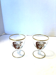 ABERCROMBIE & FITCH F. VOSMANSKY TWO WHISKEY GLASSES W/COW 3 1/2″