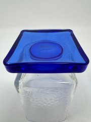 6 Vtg DiSaronno Cobalt Blue Square Textured Italian Pedestal Glass Liquer Juice