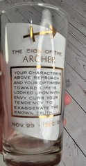 Sagittarius Zodiac Glass Tumbler Gold Vtg Highball 5 1/2″ Astrological Birthday