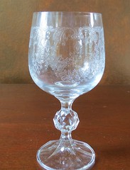 Import Assoc Cascade Etched Ball Stem Wine Goblet(s)