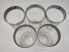 Vtg Dorothy Thorpe Silver Rim Highball Tumbler Glasses Scroll C Monogram (5)