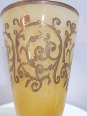 Arte Italica AI23 Yellow Alabaster 24K Gold Encrusted Goblets Italy Set of 3