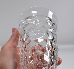 (1) Fostoria American Clear Ice Tea Tumbler 5 3/4” Footed Cubist Glass Flared