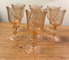 3 Rosaline Pink Swirl Cristal D’Arques Tumbler Glasses 4.75 Inch
