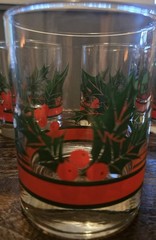 Vintage Libby Christmas Holly & Berries Rocks Low Ball Glasses Set Of 4 Or 5