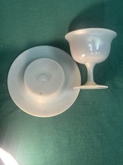 Antique Steuben Gold Aurene & Calcite Glass Sherbet Cup & Underplate