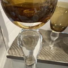 Southern Living 4 Arlington Amber Water Wine Goblets Handblown 8” 10 Oz