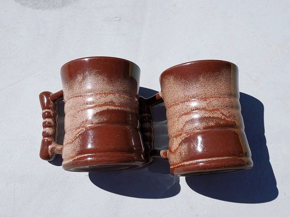 Vintage Set of 2 Frankoma Plainsman Brown C3 Coffee Tea Cups Mugs