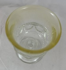 Set Of 4 Indiana Glass Yellow and Clear King’s Crown Thumbprint Cordial Glasses