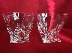 Mikasa Motion Crystal Whiskey Bourbon Glasses Set Of 2 Beautiful Shape!