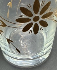 4 MCM Pasabahce Turkey Handpainted Gold Flowers 8 Oz Juice Glasses, 4 3/8,” EUC