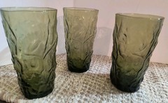 3 Morgantown Glass Seneca Driftwood Avocado 5.25″ Tumblers Excellent