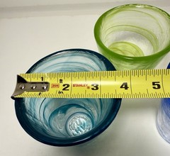Kosta Boda Ulrica Hydman Vallien Swirl Glass Tumblers Lot Of 3-Blue Teal Green