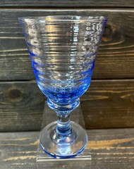 Vintage Libbey Sirrus Blue Wine Glass Goblet Ribbed Design 7” Sold Individually