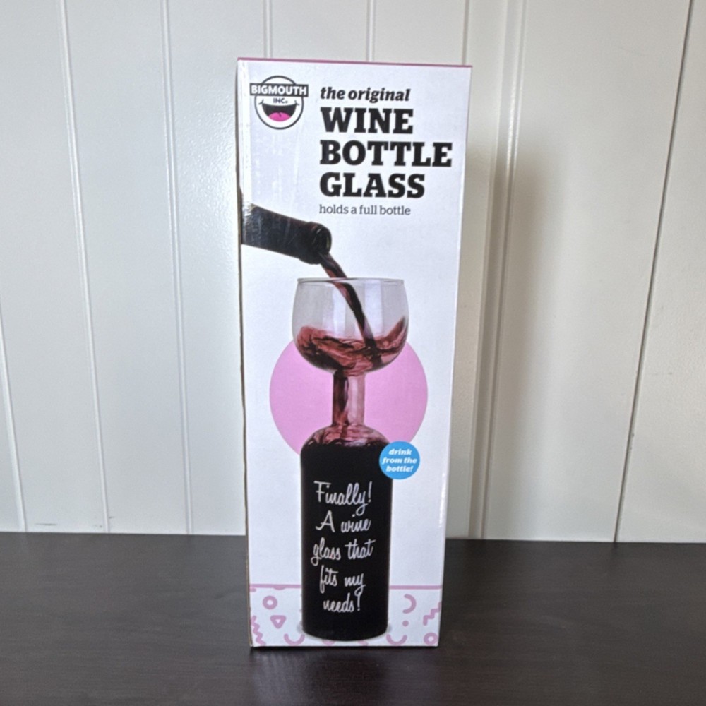 BigMouth Inc. Novelty Hand Blown Wine Bottle Glass 750mL 11.5″ Tall Clear
