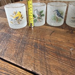 Vintage WV Glasses Flat Tumbler Songbirds 8 oz Set of 5 Gold Rim Nature Whimsy