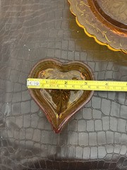 AMBER Round TIARA INDIANA GLASS DAISY CANDY NUT TRINKET + Heart Small Dish