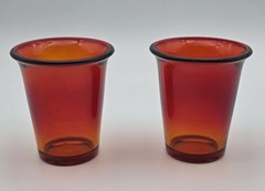 2 Vintage Amber Glass Cup Tumbler Insert 4″