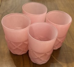 Consolidated Lamp & Glass Co 4 Pink Satin Cased Glass Cone Tumbler 1894 EAPG