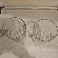 Pair Libbey Heavy Duratuff Gibralter 20oz Clear Tumbler Glasses 7″ Tall 8 Panel