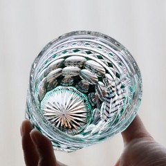 Hand Cut Kiriko Whiksy Crystal Glass Tumbler Free Shipping Green Color 280ml