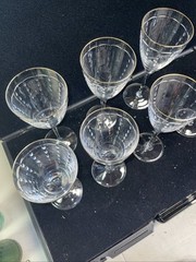 Waterford Marquis Crystal Aillion Wine Glass Gold Trim Lot Of 7 – Two Sizes