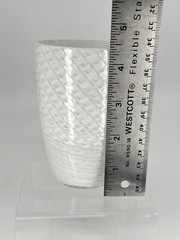 White swirl Blown-glass CUP Vase Speckled White Design Tumbler Glass Small 4.5″H
