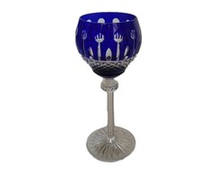 Godinger/Ajka Cut Glass King Louis Blue Cut to Clear Wine Goblet, 7 3/4” h.