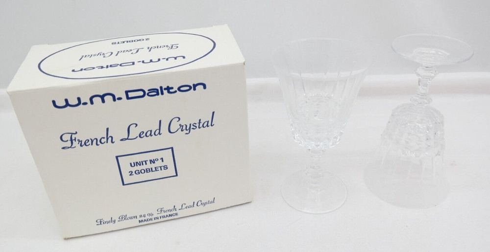 Vintage W.M. Dalton French Lead Crystal Unit No. 1 Goblets Set of 2 S1