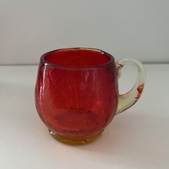 Antique Amberina glass punch cup mug Mt. Washington amber red ca. 1890 Victorian