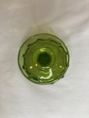 4x Colony Color Crown Green Sherbet Champagne Glasses Olive Green Thumbprint