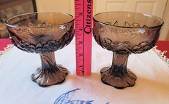 2 IMPERIAL *FLOWER FAIR BROWN* 4 3/4″ CHAMPAGNE Tall SHERBET GLASSES ~ 1975-1976