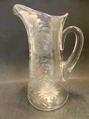 Vintage ABP Etched Rose & Daisy Crystal Pitcher 10.5″ x 5.63″ Excellent Cond