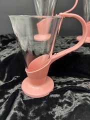 Twin Bird Ind. Plastic Glass MCM Glasses Cups Mod Retro Cone Shape Set Four EUC
