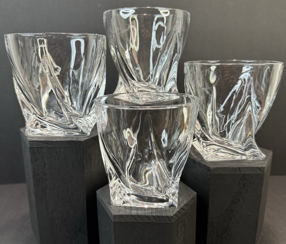 Mikasa Motion Crystal Whiskey Lowball Glasses Double Old Fashion Set Of 4