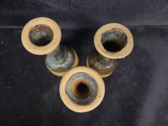 3 Handmade Studio Art Pottery Wine Goblets Earthy Color Tones 6.75″