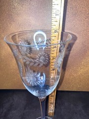 MCM/Vintage W.J. Hughes Cornflower Etched Wine/Burgundy Wine Glasses