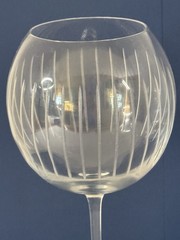 Vintage Etched Balloon Wine Goblets 10 Inch Mixed Pattern Pair