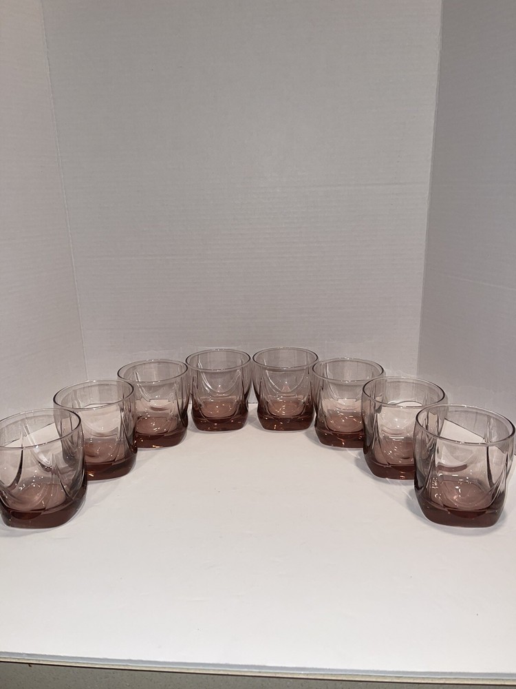 8 Vintage Libbey Imperial Plum Double Old Fashioned Glasses Tumblers Mint!