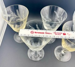 Vintage Wine Glasses Etched Wheat Pattern Set of 4