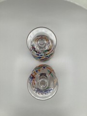 Pier 1/Murano Style Wine Goblet Glasses Confetti Splatter Art Lot Of 2