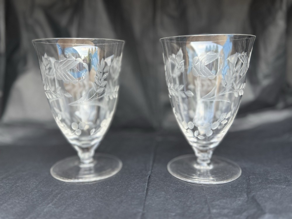 Vintage Cambridge Glass Crystal Oyster Cocktail Line Juice Paneled Optic Glass