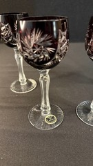 VInatge Set of 4 Ruby Red Cut to Clear Hungarian Wine Goblets