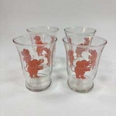 Vintage Hazel Atlas Dancing Pink Elephant Juice Tumbler Beverage Glass Set of 4