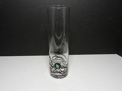 Tall Slim Jim Iced Tea Applied Leaf Medallion Black Dec Effect 8 1/4″ T cap 16oz