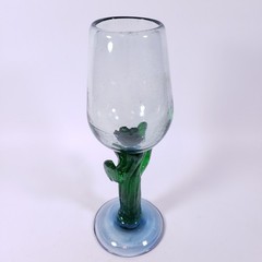 Mexican BLOWN GLASS Cactus Southwest Blue Green Yellow Wine Water GOBLET SET