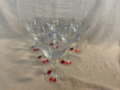 6 Vtg. Gorham Stemmed Crystal Sherbet/Champagne Glass Snow Blossom Pattern